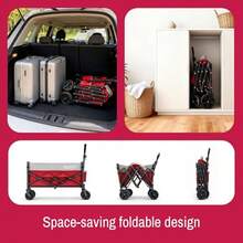 R-NCFUN Carro pble con ruedas de 300 s color roo portátil deportivo utilita para  ardín camping y comestes pesca - Rojo - Ver 3