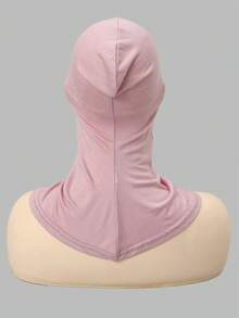 3件套女士时尚纯色组合套装，弹性下巴罩，方便的头巾，围巾，头饰，长袍，适合日常穿着 - 3pcs/set(黑+粉+藏青) - 查看 7