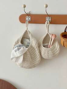 6/3/1pcs Set Wall Hanging Woven Baskets, Bohemian Style, Creative Water Drop Shape, Suitable For Vegetables, Fruits, Kitchen Storage Baskets, Also Fit For Holiday Decoration, Kitchen Storage Bags, Hanging Storage Baskets, Storage Bags, Kitchen Decor Storage Bags - Multicolor - View 8