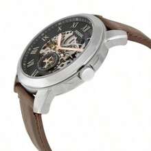 Fossil Men's Automatic Mechanical Leather Three-Hand Watch, Stainless Steel Case/Scratch-Resistant Glass Lens ME3111/ME3100/ME3101/ME3102 - Brown - View 2