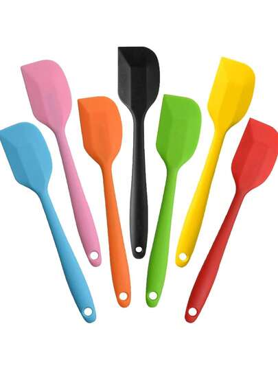6pcs/3pcs/1pc Silicone Spatula Set, Heat Resistant Cake Cream Scraper Baking Tools, Small Mixing Spoon, Wok Spatula, Non-Stick Cookware, Kitchen Gadgets