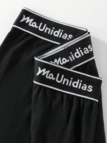 1 buah celana dalam boxer pria ukuran 1XL-6XL plus size dengan resleting depan, desain huruf di pinggang, celana pendek dalam pria panjang sedang - Hitam - View 4