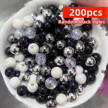 Yiwu Qiyou Accessories Co., LTD 8mm 400/200pcs Frosted Acrylic Beads In Black, White, Valentine's Day With AB Coating - Versatile Mix For DIY Jewelry Making Supplies - Black and White - View 9