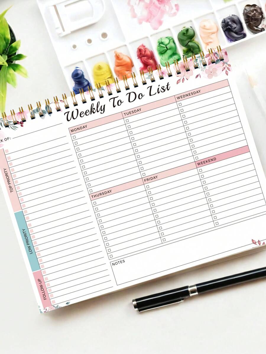 Trees Weekly Planner Notepad, Strong Backing Weekly Planning Notebook With Daily Sections, To-Do List, Habit Tracker & Productivity, Office Desk Accessories - A4 - View 1