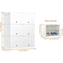 Shoe Rack, 6 Tier Shoe Storage Cabinet 24 Pair Plastic Shoe Shelves Organizer For Closet Hallway Bedroom Entryway - White - View 2