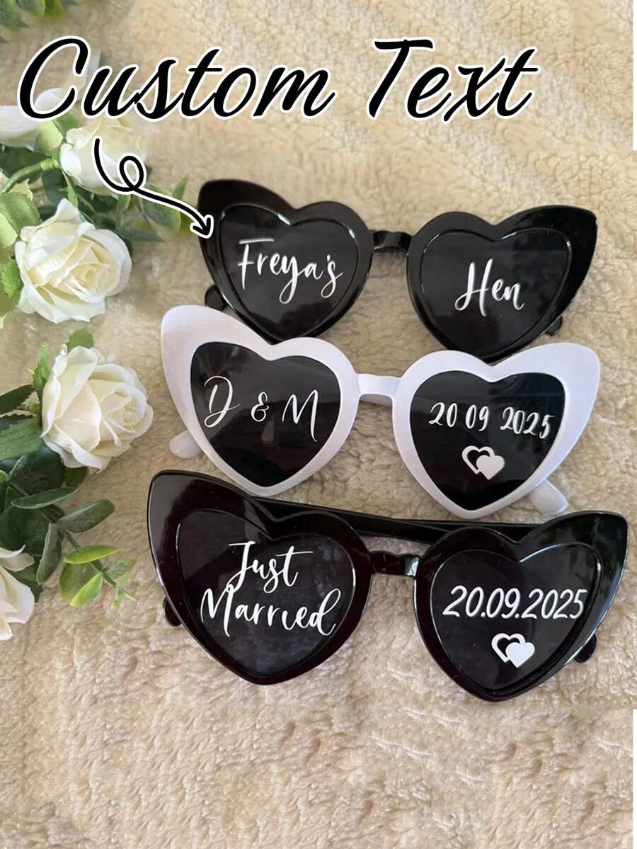 Personalized Glasses, Wedding/Heart-Shaped Glasses, Wedding Glasses, Bridesmaid Gifts, Bachelorette Party, Wedding Party, New Fixed Single-Piece Glasses, Bridesmaid Supplies, Bride Gift Items - Multicolor - View 1
