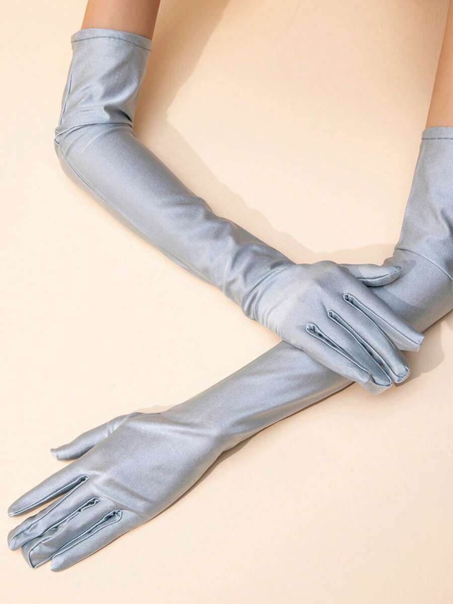 1 Pair Milk Silk Stretchy Gloves, Suitable For Parties, Carnivals, Celebrations And Other Occasions,Travel,Festival,Party,Camping