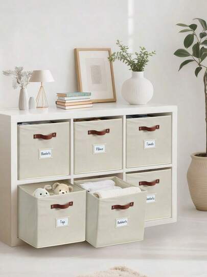 DECOMOMO 3/6Pcs Clothes Orgainzer, Foldable Fabric Cube Storage Bins With Labels – Versatile Storage Boxes For Shelves, Closets & Home Organization