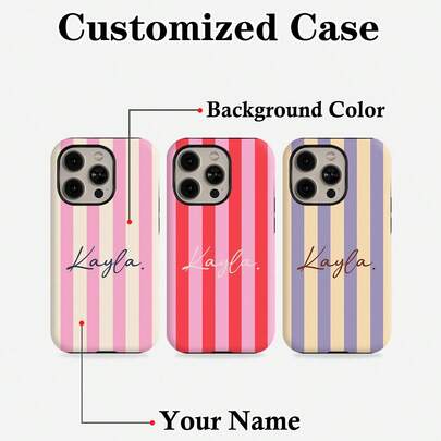 1 pieza Funda de teléfono personalizada con unicolor brillante y letra del nombre, compatible con iPhone 11/12/13/14/15/16/17 Pro Max, versión internacional, no la versión nacional, organizador de viaje, regalo de cumpleaños de primavera