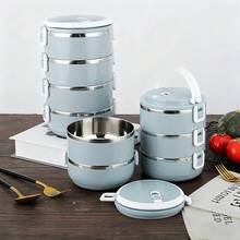 4-Layer Large Capacity Portable Insulated Lunch Box, Stainless Steel Lunch Box, Multi-Layer Design Lunch Box, Suitable For Homes, Schools, And Offices. - Baby Blue - View 2