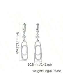 1pc Minimalist Unique 925 Silver Resin Heart & Dog Double Circle Earrings, Suitable For Women, Holiday, Party, Wedding, Gift - Silver - View 4