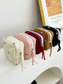 Multi-Color Sanitary Pad & Tampon Storage Bag, Pink Sanitary Napkin Storage Bag, Portable Large Capacity Minimalist Style For Storing Tampons, Sanitary Pads, Liners, Essential For Women, Striped Cosmetic Bag For Travel, Study, Holiday - Multicolor - View 10