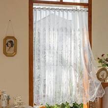 1 pieza de cortina/cenefa corta de encaje francés liviano con ojales, transparente y versátil para todas las temporadas - Mariposa - Ver 8