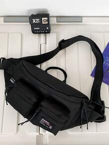 1 chiếc túi đeo hông nam bằng nylon, kiểu dáng thời trang thường ngày, in chữ, màu trơn, dây đeo có thể điều chỉnh, phù hợp cho thể thao, tập thể dục, đi làm, quà Giáng sinh tuyệt vời cho chồng, túi đi xe đạp, túi đeo chéo, túi đeo bụng, túi đựng đồ du lịch, túi đeo ngực ngoài trời dung tích lớn. - màu đen - Xem 4