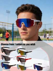 Futuristic One-Piece Fashion Glasses, Lightweight Wrap-Around Temple Arms, Unisex, Suitable For Outdoor Leisure Travel Outfits - Multicolor - View 10
