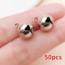50pcs Vintage Mixed-Metal Mini Bell Charms - Copper Plated 18K Gold, Thick Silvery & Platinum - DIY Jewelry Findings For Bracelets, Necklaces & Christmas Decorations - Multicolor - View 25