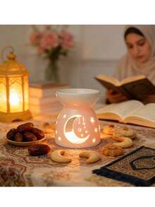 1/2pc Elegant White Ceramic Heart-Shaped Tealight Candle Holder - Aromatherapy Burner And Wax Melter, Suitable For Home, Party Decor, Office Or Valentine's Day Decor - Perfect Housewarming/Valentine's Gift (Candles Not Included) - Durable Ceramic Material, Desktop Decor, Cozy Ambiance Design - Multicolor - View 4