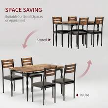Juego de mesa de comedor de 5 piezas, estilo industrial, con mesa y sillas para 4 personas, ideal para comedor, cocina o apartamento, color marrón. - Marrón - Ver 6