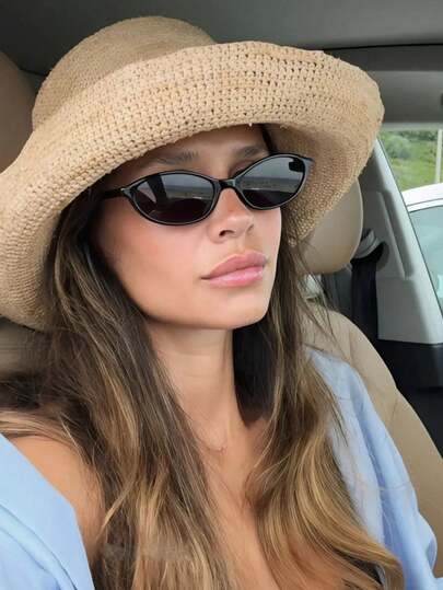 1 PC Women's Oval Shape Summer Eyeglasses, With Stylish Color Block Embellished Temples, Minimalist Chic Design, Suitable For Everyday Accessory, Business Casual Woman Beach Accessories Women Vacation Outfits Women