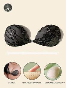 1pc Women Invisible Push-Up Lace Bra With Clear Straps, Self-Adhesive Lifting Backless Bra, Elegant Strapless Bras For Wedding Dresses & Evening Gowns - Multicolor - View 14