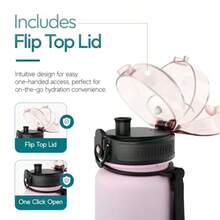 Botella de Agua Deportiva de 32 Onzas sin BPA y BPS Tapa de Flujo Rápido a Prueba de Fugas Tritan Duradero 1 Litro - Flor de brisa - Ver 2