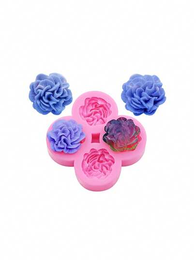 1pc Pink Silicone Mold, Mini Flower Silicone Mold For Making Shoe Flowers, Hair Accessories, Resin Jewelry Decorations