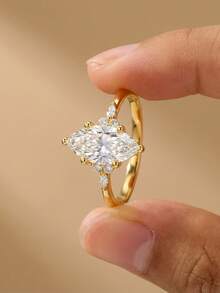 1枚925纯银时尚经典优雅马眼戒指，情人节、圣诞节、生日情侣礼物，迷人精致吊坠戒指，女士适用 - 氣質馬眼 - 查看 3