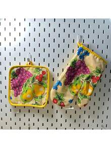 2pcs/Set Heat Resistant Oven Mitts & Pot Holders, Thick Non-Slip Kitchen Baking Gloves - Multicolor - View 8