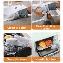 加长钢丝冬季洗碗手套，清洁消毒手套，加厚厨房家务魔法师钢丝刷锅防水手套，洗碗除油刷锅多功能保暖耐用家用清洁耐热钢丝手套，清洁手套，洗碗手套，家用手套 - 1件 灰色 - 查看 13