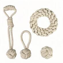 Linen Dog Toys Set, Suitable For Medium & Small Dogs, Includes Rope Toys, Chew Toys With Knots & Balls, Tug Of War, Training, Gum Massage - Multicolor - View 11