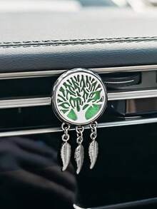 Car Air Vent Clip – Dreamcatcher Tree Of Life Design & Silver Feather Charms, Stainless Steel Aroma Diffuser For Car Interior, Decorative Fragrance Holder,Car Air Vent Interior Accessories - Dreamcatcher Aromatherapy - View 9