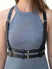 PU真皮腰带，办公必备配饰，西装腰带，休闲女士腰带和肩带，生日礼物，节日礼物 - 黑色 - 查看 7