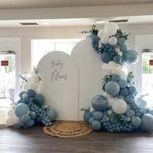 132pcs Matte Light Blue & White Balloon Arch Kit, Includes 18" Clear Balloons, Twist Balloons For Bow Decor, Suitable For Baby Shower, Gender Reveal, Wedding - 彩色 - 查看 6