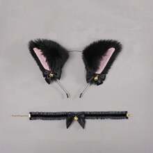 Faux Fur Cat Dog Ears Headband With Bell Cute Flexible Hair Accessories Party Cosplay Costume Party Dress Girls, Sexy Face Mask, Prom Party Dress Up Decoration, Valentine's Day Gift - Multicolor - View 5
