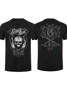 Skull And Fire T-Shirt, Unisex Men's And Women's Blouse, 100% Cotton, Premium Top Streetwear, New Arrival, Immediate Shipping, Various Colors!! Plus Size - 黑色 - 查看 2