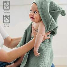 30"X30" Hooded Baby Muslin Bath Towel, Super Soft Absorbent Infant Bathrobe, Suitable For Newborns And Babies, Essential Baby Item, Registry And Gift - Multicolor - View 3