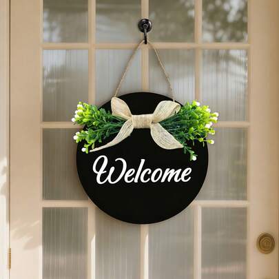 Warm Wooden Floral Wreath Hanging Decor, Suitable For Porch, Garden, Front Door, Creative Wreath Porch Decoration, Holiday Home Decor Gift