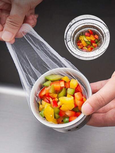 100/200pcs Kitchen Sink Drain Strainer Bags, Sink Filter Mesh, Mesh Filter Bags - Collect Food Residue And Debris, Drain Clog Prevention Garbage Bags, Kitchen Filter, Sink Strainer, Suitable For Vegetable Washing Pool, Dishwashing Sink