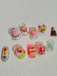 1pc Mini Tomato, Cherry Tomato, Strawberry, Blueberry Cute Fruit 3D Nail Art Mold, Transparent Silicone Mold - Clear - View 4