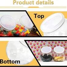 10 个 350 毫升透明塑料罐，带盖，宽口设计，适用于厨房台面，可存放糖果、软糖、饼干和零食，也可用于家居装饰、派对和节日收纳。 - 彩色 - 查看 10