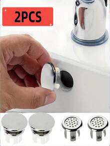2pcs ABS Round Overflow Drain Cover, Decorative Bathtub Drain Stopper Suitable For Kitchen, Bathroom, Sink, Basin - Multicolor - View 2