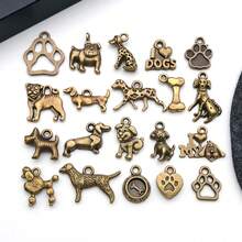 20/100个狗狗吊坠 复古银色动物宠物吊坠 混合款式 复古小狗吊坠 用于珠宝制作 项链 手链 散装 - 均碼 - 查看 12