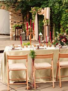 1 件丝滑缎面长方形桌布，适用于订婚仪式、婚宴、餐厅、圣诞节及派对活动 - 多色 - 查看 7