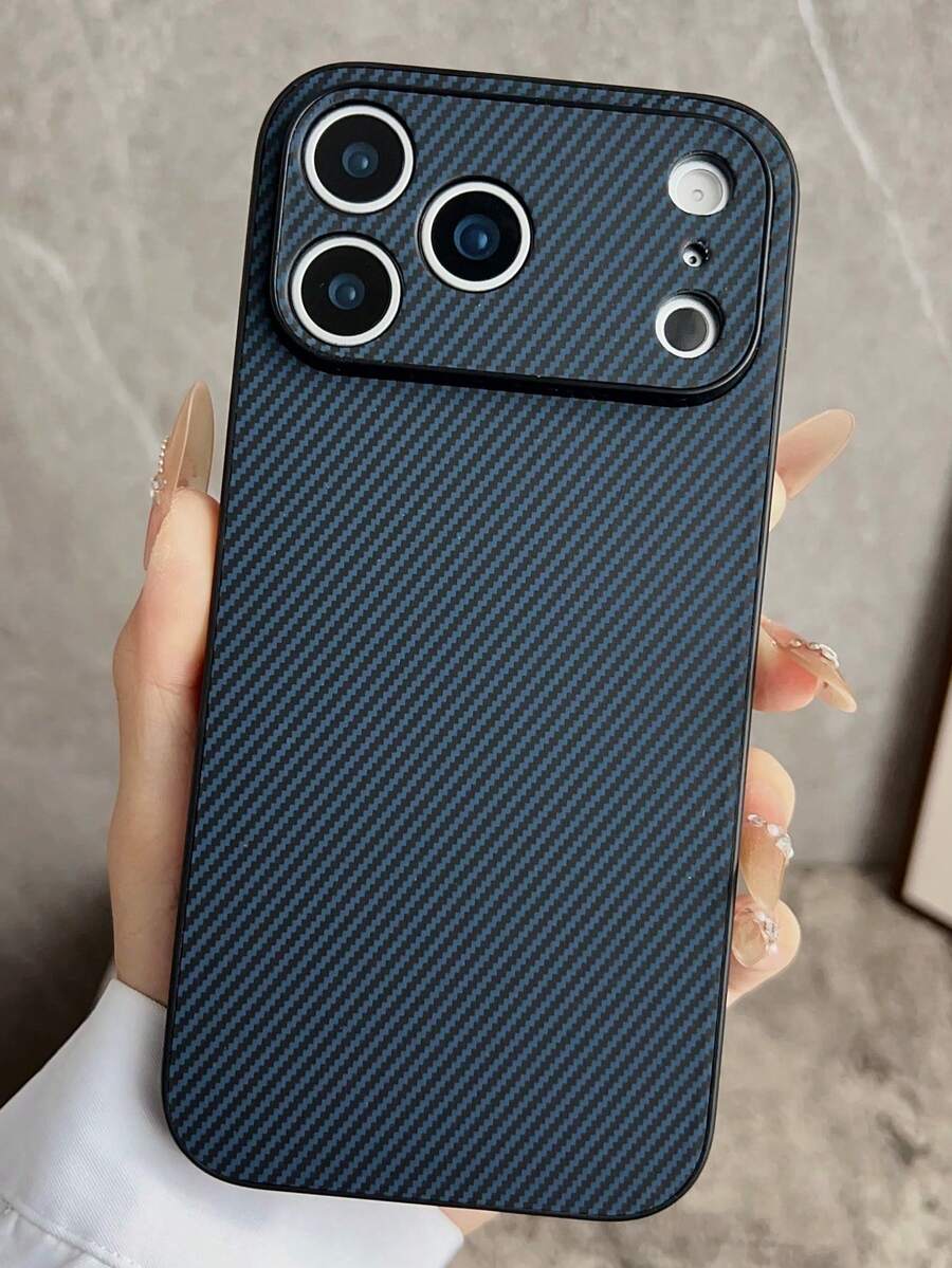 1 ốp lưng điện thoại cao cấp họa tiết sợi carbon, tương thích với iPhone 17 Pro Max, 17 Pro Air, 16, 15, 14, 13, 12, 11 Pro Max Plus, chất liệu TPU mềm. - Xanh đậm - Xem 1