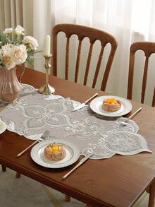 1pc 100% Polyester Embroidered Table Runner, Suitable For Kitchen, Dining Table, Living Room, TV Cabinet, Cupboard, Conference Table, Desk, Coffee Table, Vanity, Home Decor, Placemats, Outdoor Furniture, Garden, Holiday Gatherings, Family Parties, Seasonal Decorations, Party, Wedding Decorations, Available In Multiple Sizes - Multicolor - View 10