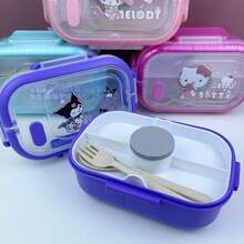 Sanrio 1pc Hello Kitty & Kuromi Bento Lunch Box, Stainless Steel Thermal Insulated Lunch Container With 3 Or 2 Compartments, Microwave , Suitable For Salad, Fruit - Large Capacity, Leak-Proof, Durable Adult Lunch Box - Multicolor - View 6