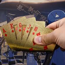 1 Caja de Naipes Dorados - Naipes de alta calidad para juegos de cartas, espectáculos de magia y bromas, con puntas de naipes brillantes y elegantes, duraderos y con una caja de naipes resistente, perfecto para Navidad, Halloween y otras celebraciones festivas - Dorado - Ver 10