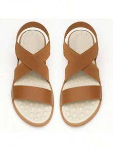 Kit 2 Pares Sandália Feminina Confortável Ortopédica Massageadora Papete Para Esporão Anatômica Leve Macia - Caramelo - Visão 8