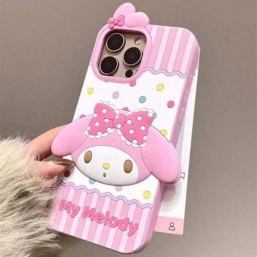 SANRIO Ốp điện thoại silicon mềm, 1 chiếc, thiết kế hình mèo con trái tim nơ dễ thương, có các màu hồng, xanh dương, nâu, chấm bi, sọc, tương thích với dòng 17, 11/12/12 Pro, 13/14/15, 13 Pro/14 Pro/15 Pro, 12 Pro Max/13 Pro Max/14 Pro Max/15 Pro Max, 16, 16 Pro, 16 Pro Max, 17, 17 Pro, 17 Pro Max, dễ thương & thời trang, chống nước, chống sốc, chất liệu chống rơi. - Hồng - Xem 1