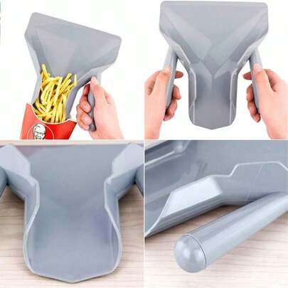 1pc Plastic French Fries & Popcorn Sharing Tray - Suitable For Nuts, Beans And Snacks, With Easy-Grip Handle, Ideal For Home And Restaurant Use